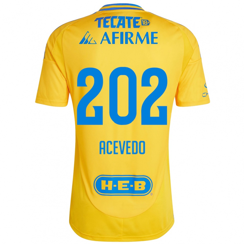 KandinyキッズJosé Acevedo#202ゴールドイエローホームシャツ2024/25ジャージーユニフォーム