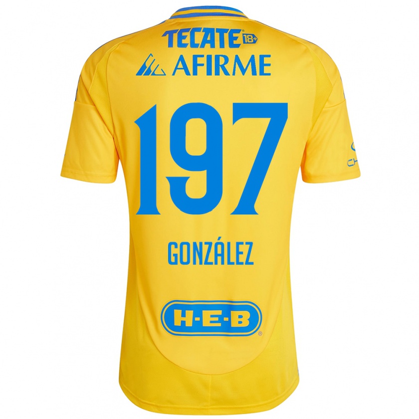 Kandiny Kinderen Germán González #197 Goud Geel Thuisshirt Thuistenue 2024/25 T-Shirt België