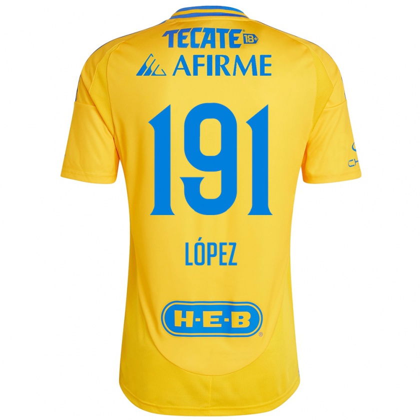 KandinyキッズAdrián López#191ゴールドイエローホームシャツ2024/25ジャージーユニフォーム