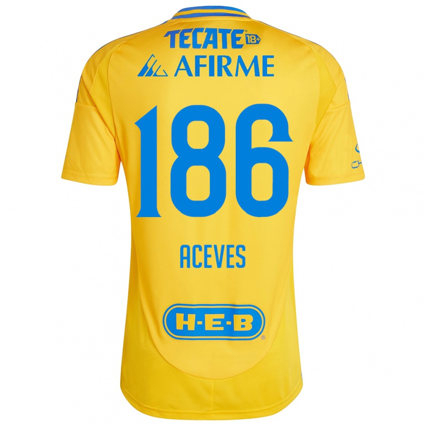 Kandiny Bambino Maglia Israel Aceves #186 Oro Giallo Kit Gara Home 2024/25 Maglietta