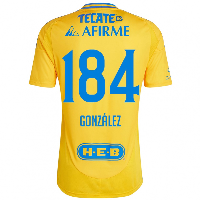 Kandiny Kinderen Erick González #184 Goud Geel Thuisshirt Thuistenue 2024/25 T-Shirt België