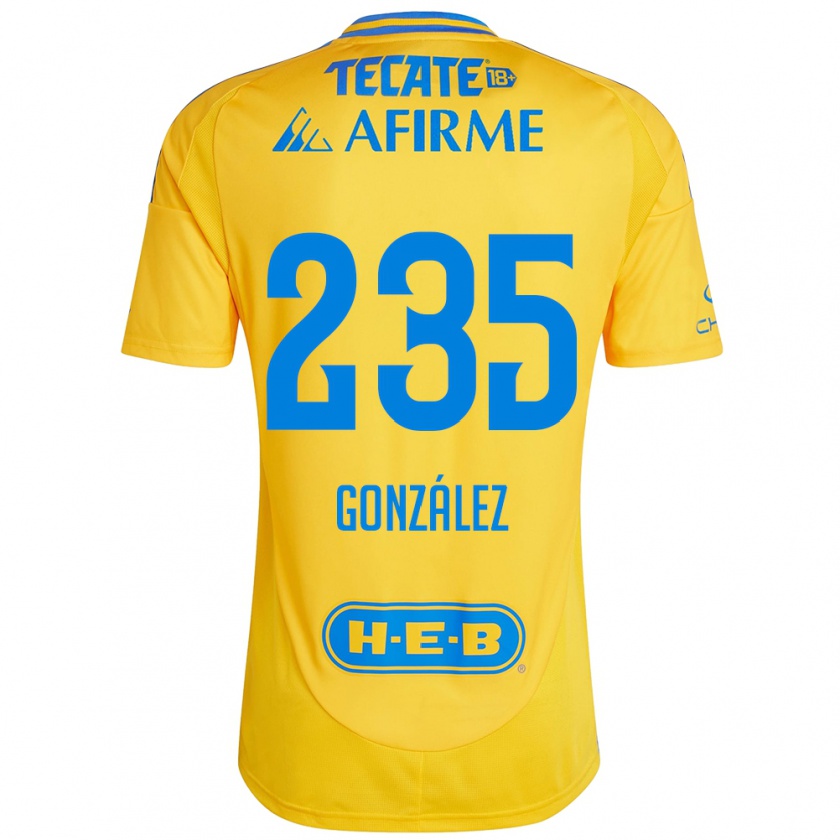 KandinyキッズMauricio González#235ゴールドイエローホームシャツ2024/25ジャージーユニフォーム