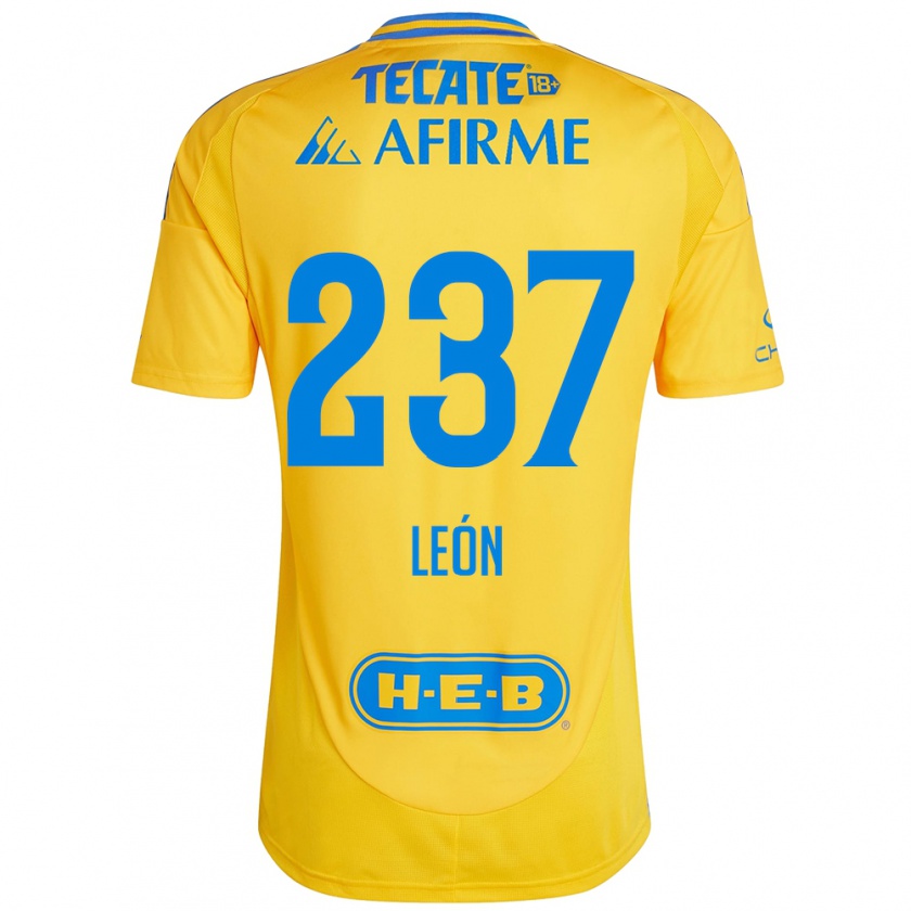 Kandiny Kinderen Gabriel León #237 Goud Geel Thuisshirt Thuistenue 2024/25 T-Shirt België