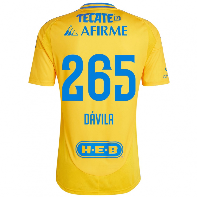 Kandiny Kinderen Emiliano Dávila #265 Goud Geel Thuisshirt Thuistenue 2024/25 T-Shirt België