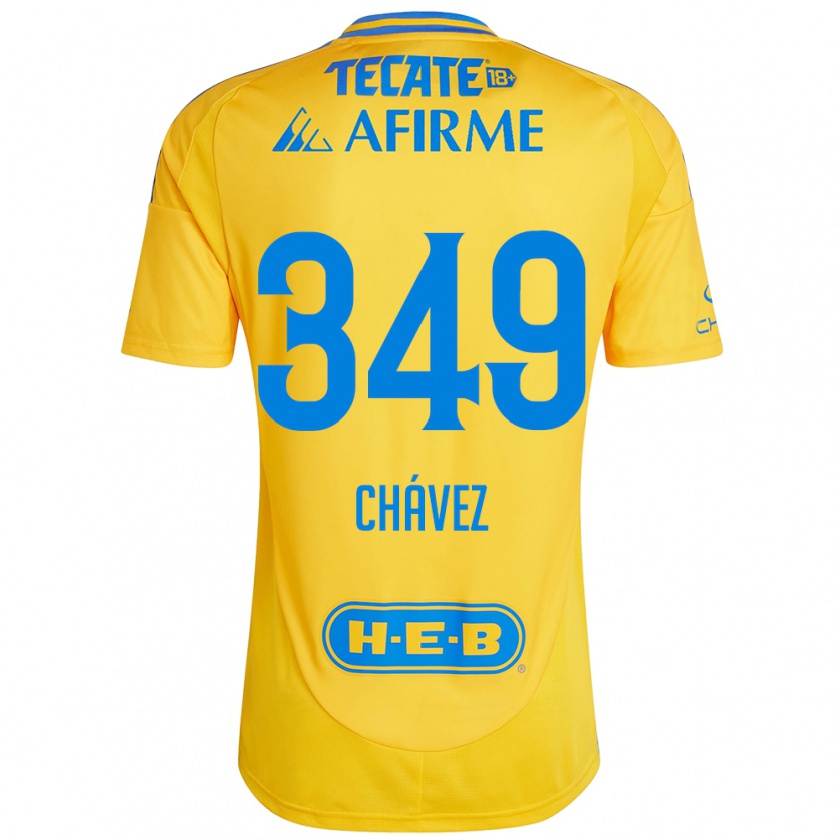 Kandiny Niño Camiseta Jorge Chávez #349 Oro Amarillo 1ª Equipación 2024/25 La Camisa