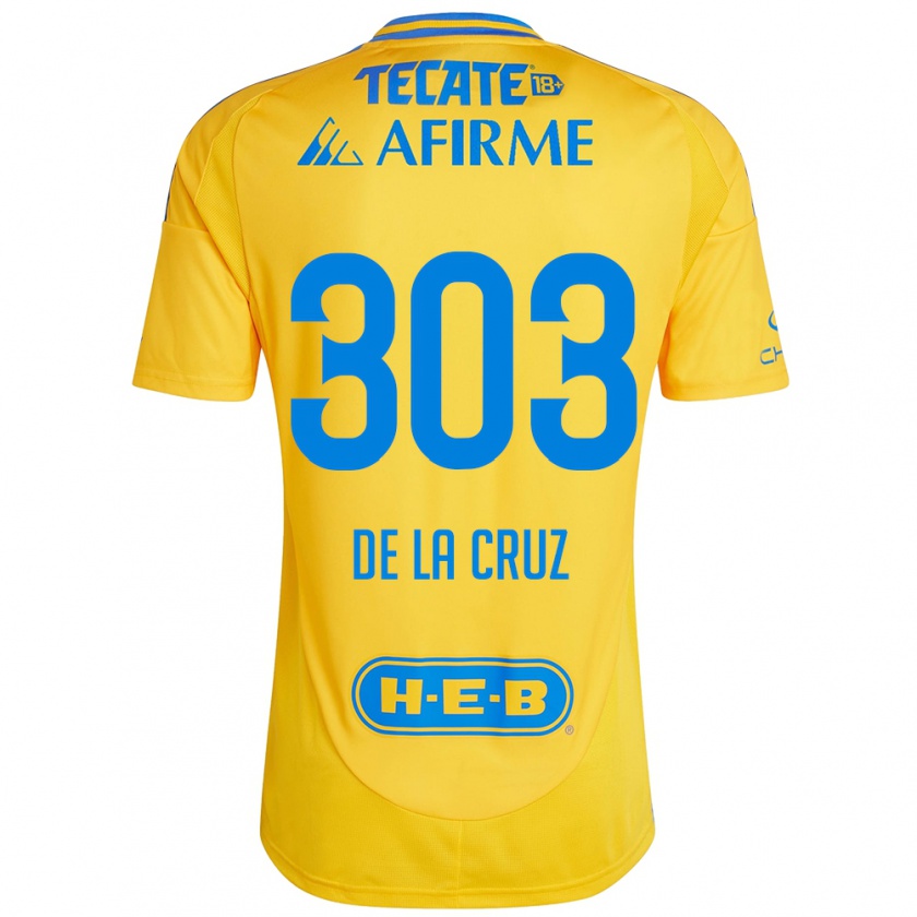 Kandiny Niño Camiseta Erick De La Cruz #303 Oro Amarillo 1ª Equipación 2024/25 La Camisa