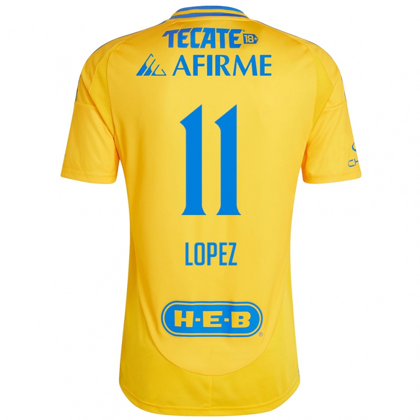 Kandiny Niño Camiseta Nicolas Lopez #11 Oro Amarillo 1ª Equipación 2024/25 La Camisa