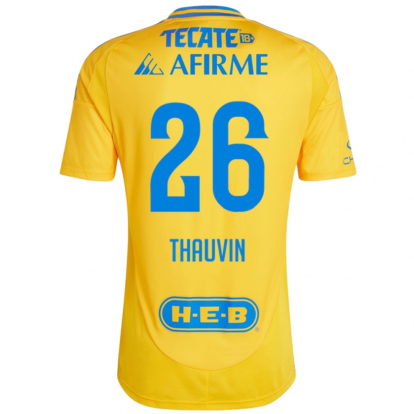 Kandiny Kinderen Florian Thauvin #26 Goud Geel Thuisshirt Thuistenue 2024/25 T-Shirt