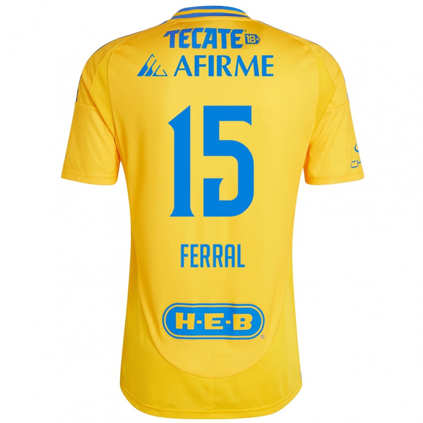 Kandiny Niño Camiseta Cristina Ferral #15 Oro Amarillo 1ª Equipación 2024/25 La Camisa