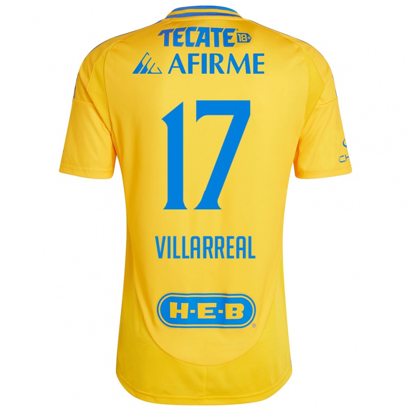 Kandiny Kinderen Natalia Villarreal #17 Goud Geel Thuisshirt Thuistenue 2024/25 T-Shirt België