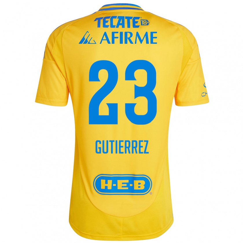 Kandiny Niño Camiseta Jana Gutierrez #23 Oro Amarillo 1ª Equipación 2024/25 La Camisa