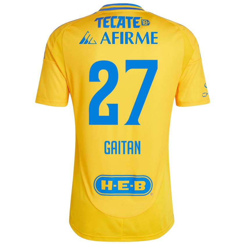 Kandiny Niño Camiseta Natalia Gaitan #27 Oro Amarillo 1ª Equipación 2024/25 La Camisa