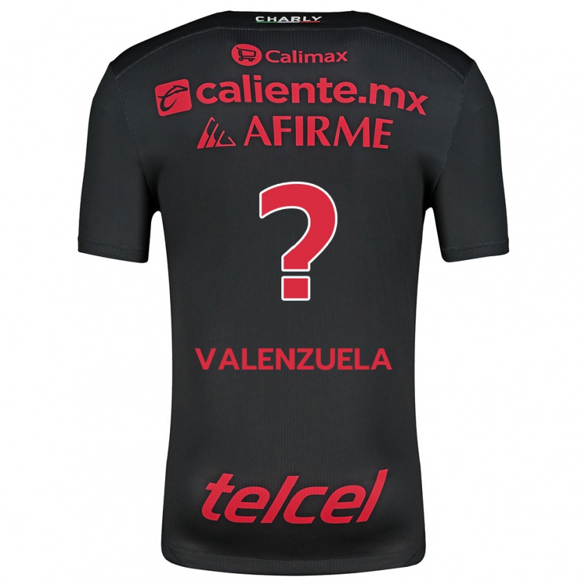 Kandiny Niño Camiseta Carlos Valenzuela #0 Negro Rojo 1ª Equipación 2024/25 La Camisa