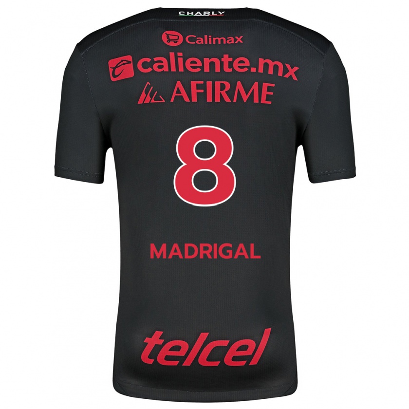 Kandiny Niño Camiseta Fernando Madrigal #8 Negro Rojo 1ª Equipación 2024/25 La Camisa