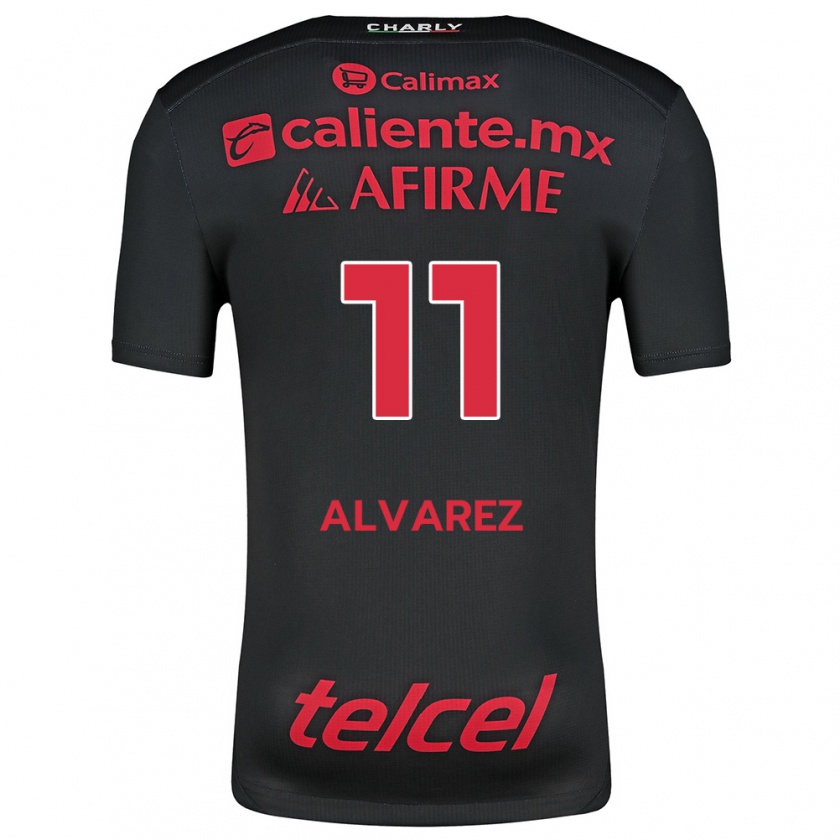 Kandiny Niño Camiseta Efraín Álvarez #11 Negro Rojo 1ª Equipación 2024/25 La Camisa