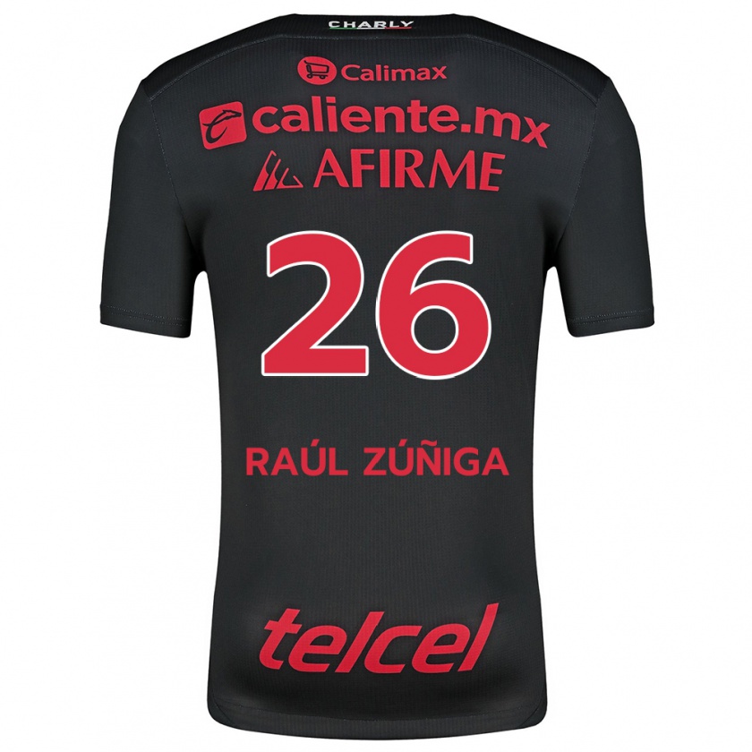 Kandiny Kinderen José Raúl Zúñiga #26 Zwart Rood Thuisshirt Thuistenue 2024/25 T-Shirt België