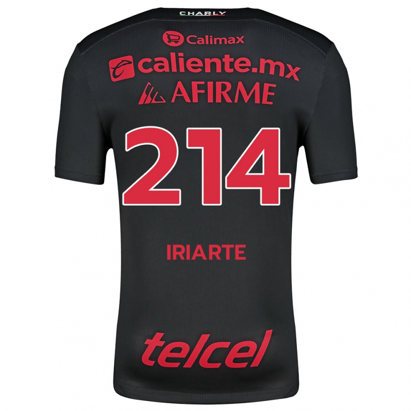 Kandiny Niño Camiseta Oliver Iriarte #214 Negro Rojo 1ª Equipación 2024/25 La Camisa