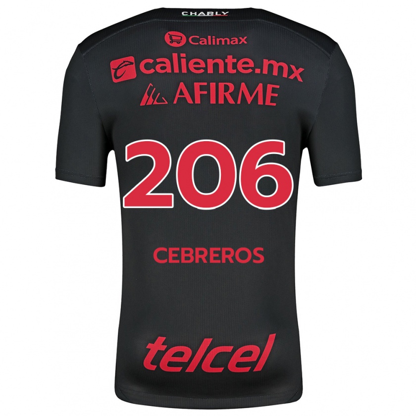 Kandiny Niño Camiseta Luis Cebreros #206 Negro Rojo 1ª Equipación 2024/25 La Camisa