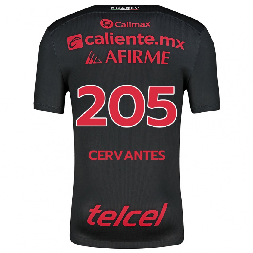 Kandiny Niño Camiseta Sebastián Cervantes #205 Negro Rojo 1ª Equipación 2024/25 La Camisa