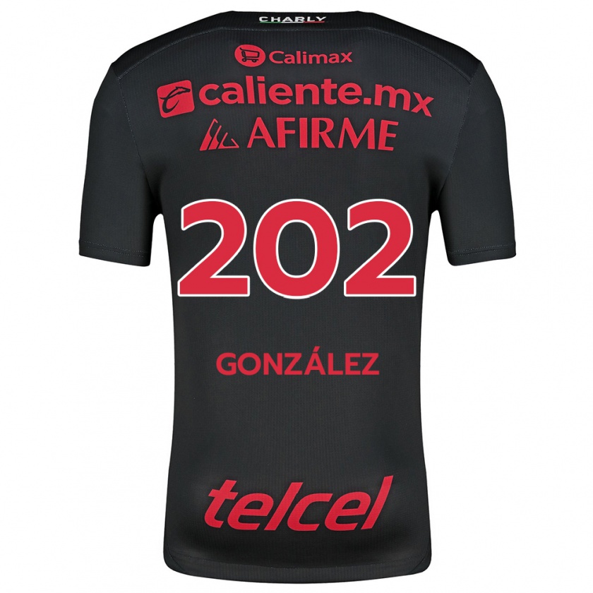 Kandiny Niño Camiseta Joban González #202 Negro Rojo 1ª Equipación 2024/25 La Camisa