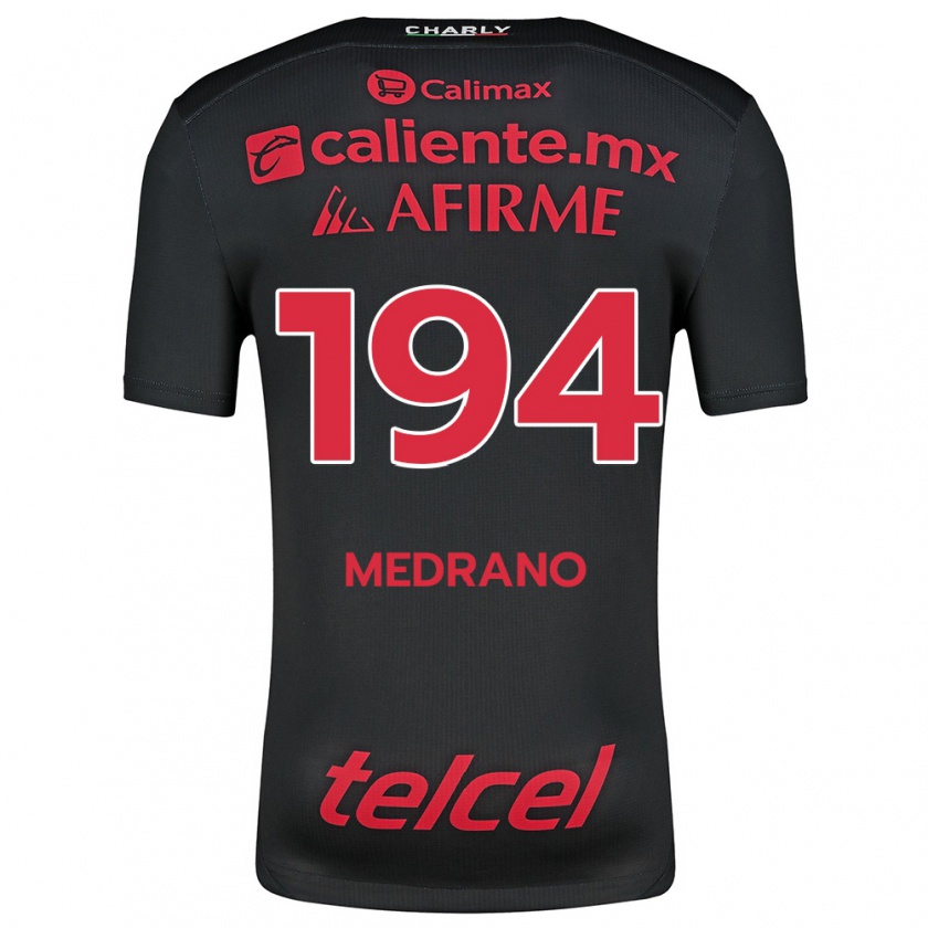 Kandiny Niño Camiseta Luis Medrano #194 Negro Rojo 1ª Equipación 2024/25 La Camisa