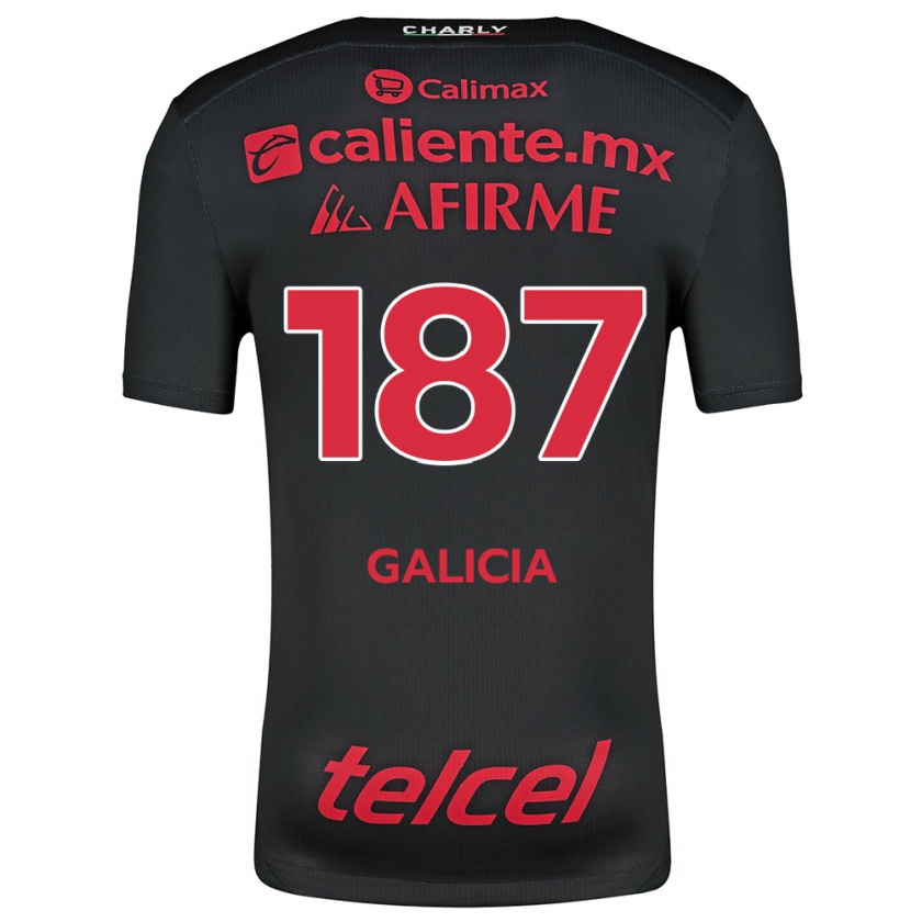 Kandiny Bambino Maglia Carlos Galicia #187 Nero Rosso Kit Gara Home 2024/25 Maglietta