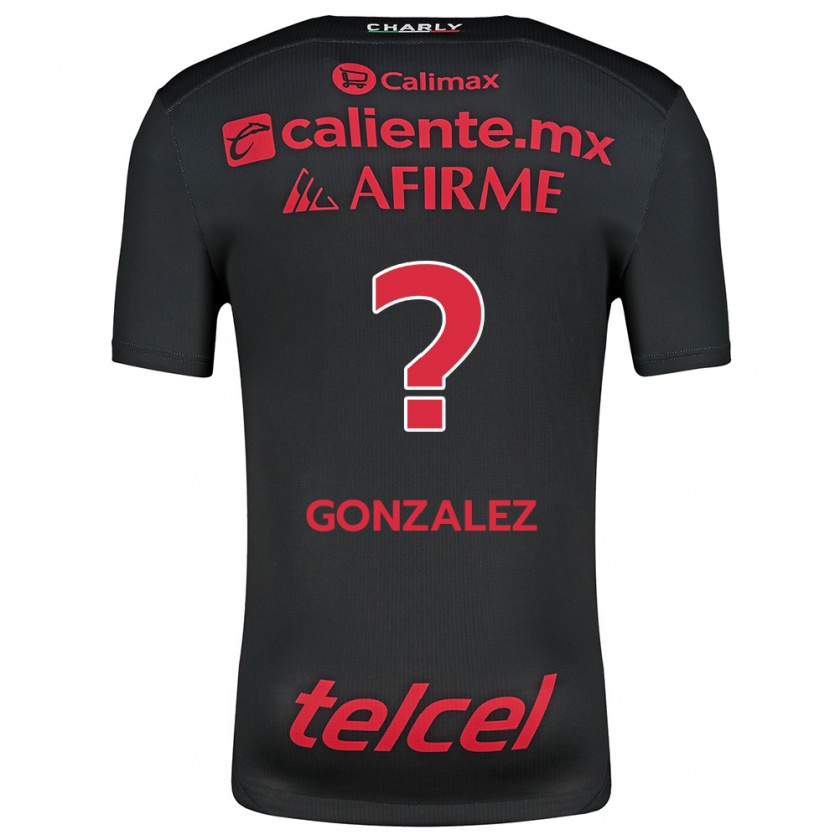 Kandiny Niño Camiseta Óscar González #0 Negro Rojo 1ª Equipación 2024/25 La Camisa