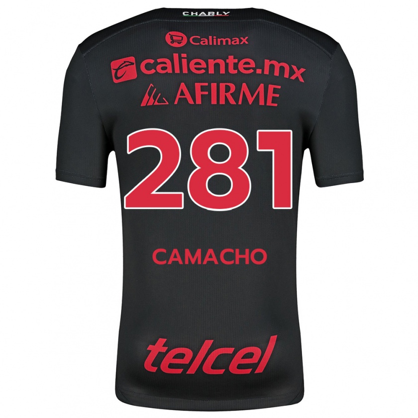 Kandiny Niño Camiseta Javier Camacho #281 Negro Rojo 1ª Equipación 2024/25 La Camisa