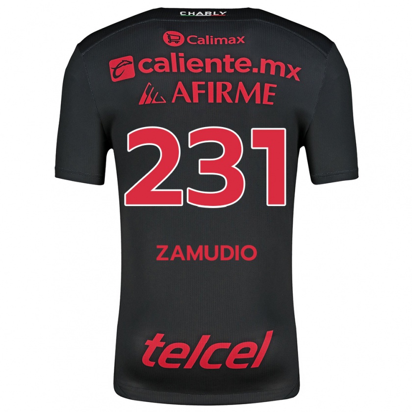 Kandiny Niño Camiseta Irwin Zamudio #231 Negro Rojo 1ª Equipación 2024/25 La Camisa