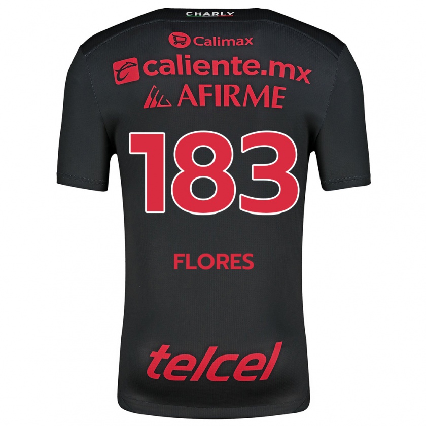 Kandiny Niño Camiseta Abraham Flores #183 Negro Rojo 1ª Equipación 2024/25 La Camisa