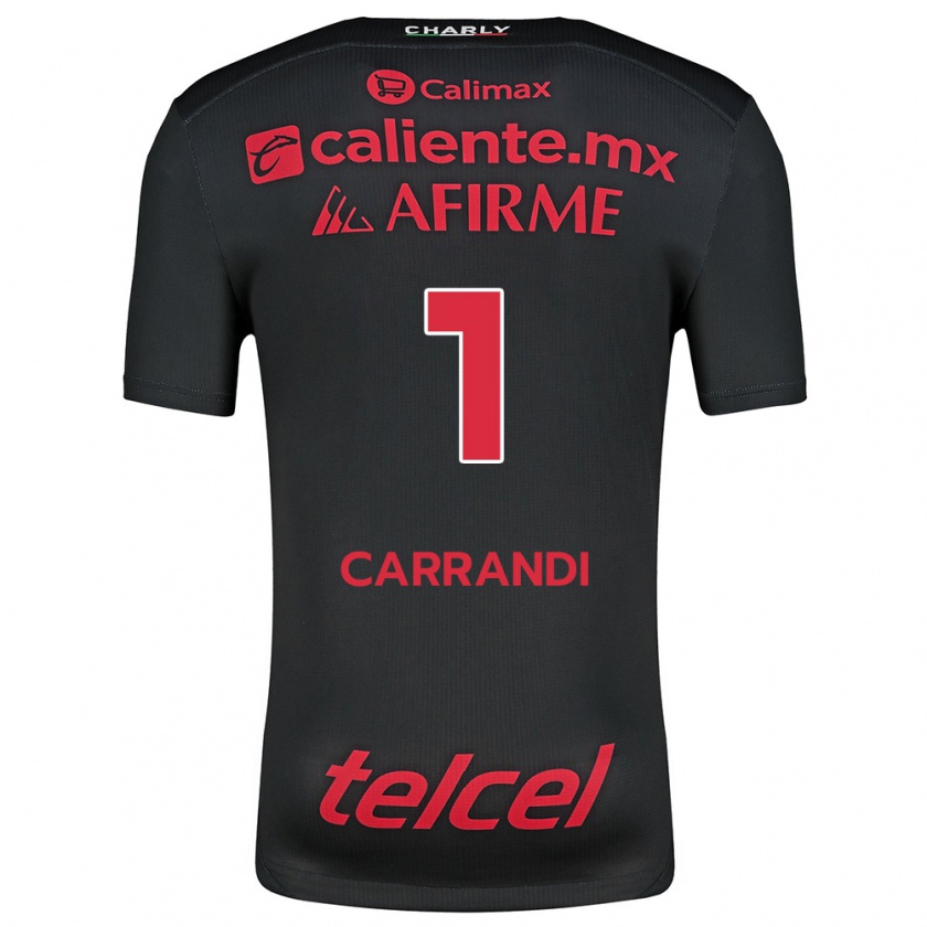 Kandiny Niño Camiseta Daniela Carrandi #1 Negro Rojo 1ª Equipación 2024/25 La Camisa