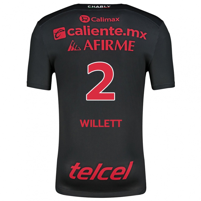 Kandiny Niño Camiseta Adyson Willett #2 Negro Rojo 1ª Equipación 2024/25 La Camisa