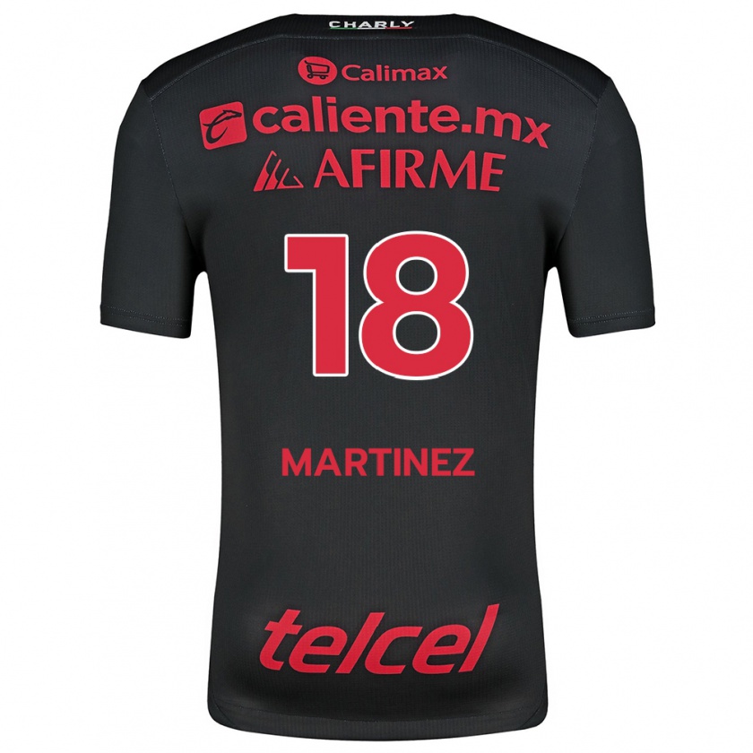 Kandiny Niño Camiseta Natividad Martínez #18 Negro Rojo 1ª Equipación 2024/25 La Camisa