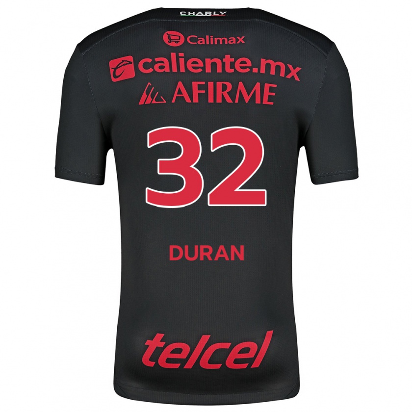 Kandiny Niño Camiseta Ailed Duran #32 Negro Rojo 1ª Equipación 2024/25 La Camisa