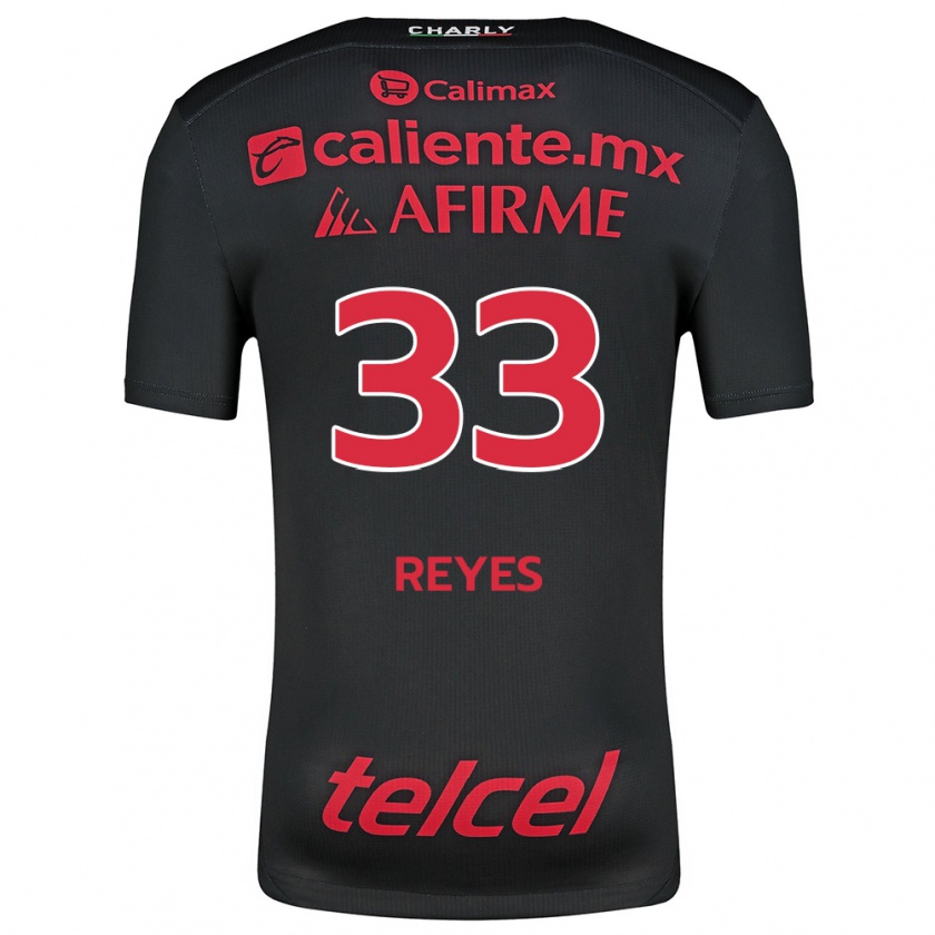 Kandiny Niño Camiseta Jazmín Reyes #33 Negro Rojo 1ª Equipación 2024/25 La Camisa