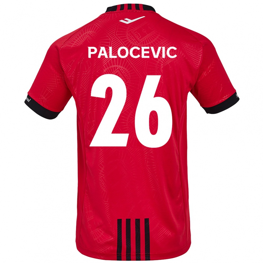 Kandiny Bambino Maglia Aleksandar Palocevic #26 Rosso Nero Kit Gara Home 2024/25 Maglietta