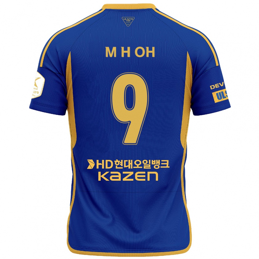 Kandiny Kinderen Hyun-Min Oh #9 Blauw Geel Thuisshirt Thuistenue 2024/25 T-Shirt België