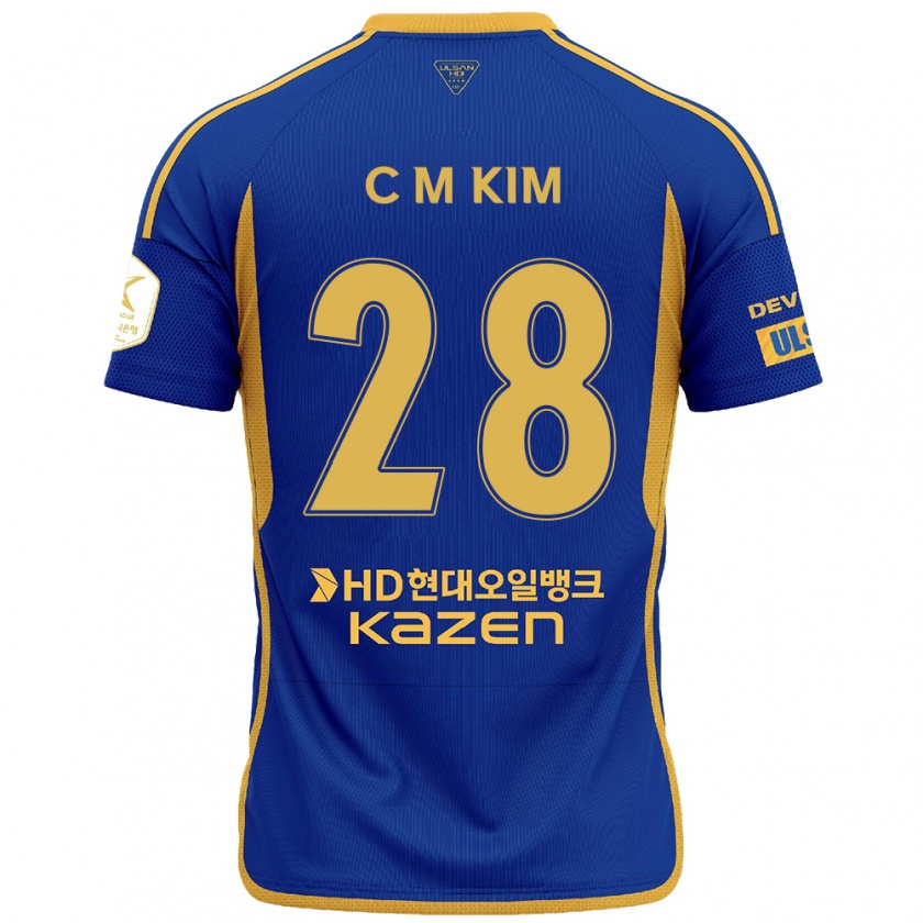 Kandiny Kinder Min-Chan Kim #28 Blau Gelb Heimtrikot Trikot 2024/25 T-Shirt Österreich