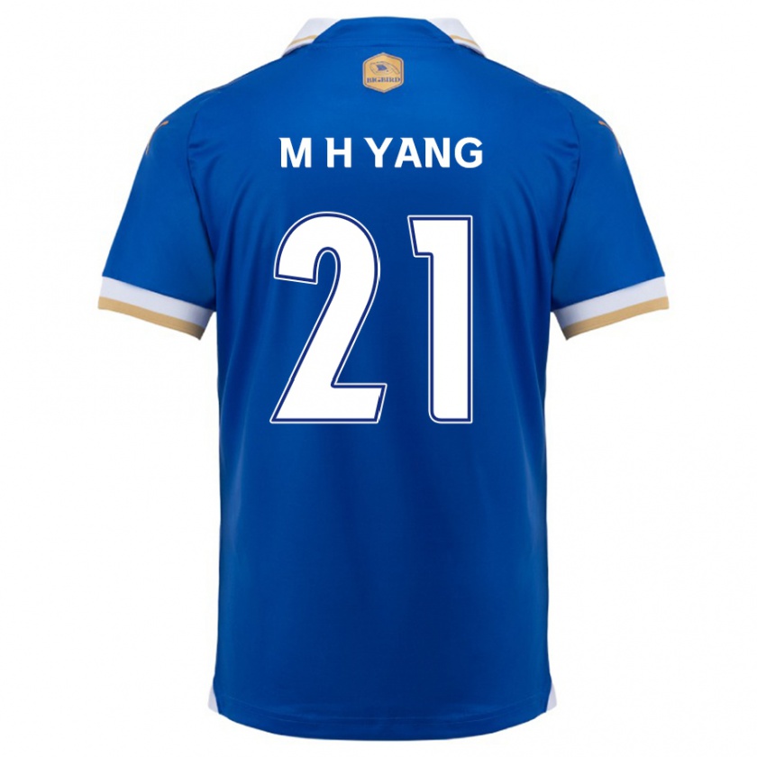 Kandiny Niño Camiseta Hyung-Mo Yang #21 Azul Blanco 1ª Equipación 2024/25 La Camisa