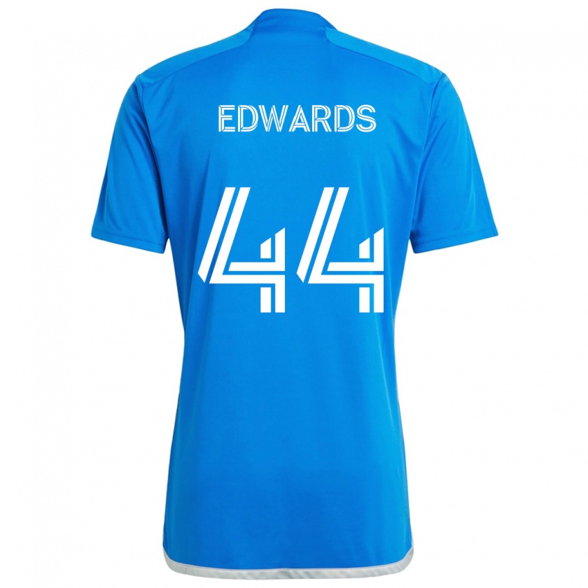 Kandiny Niño Camiseta Raheem Edwards #44 Azul Blanco 1ª Equipación 2024/25 La Camisa