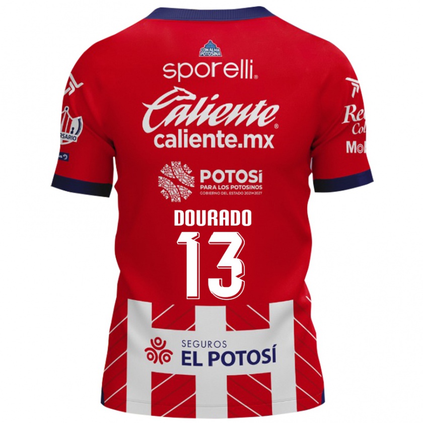 Kandiny Niño Camiseta Rodrigo Dourado #13 Rojo Blanco 1ª Equipación 2024/25 La Camisa