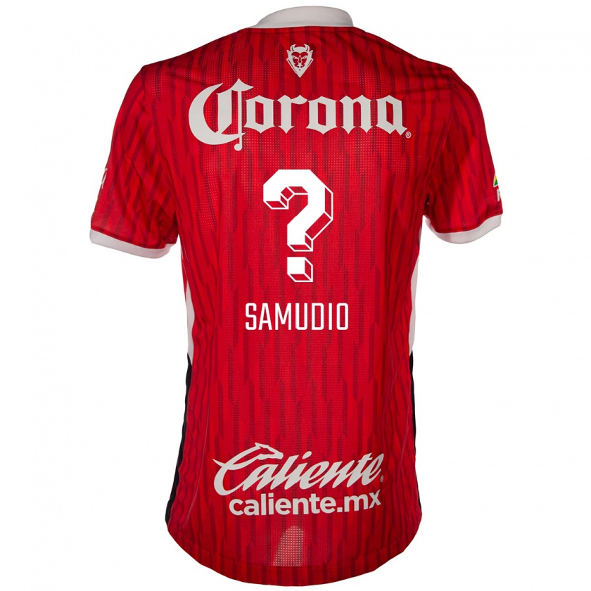 Kandiny Niño Camiseta Braian Samudio #0 Rojo Blanco 1ª Equipación 2024/25 La Camisa México