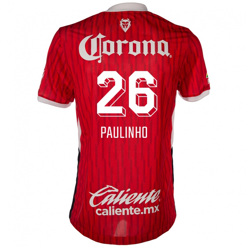 Kandiny Niño Camiseta Paulinho #26 Rojo Blanco 1ª Equipación 2024/25 La Camisa México