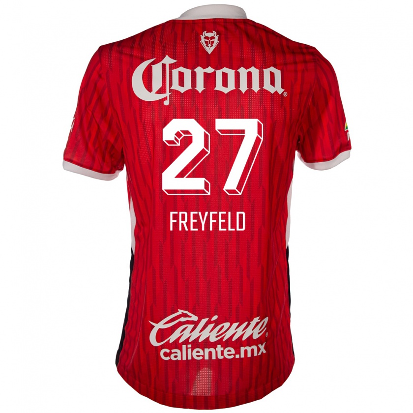 Kandiny Niño Camiseta Emiliano Freyfeld #27 Rojo Blanco 1ª Equipación 2024/25 La Camisa México