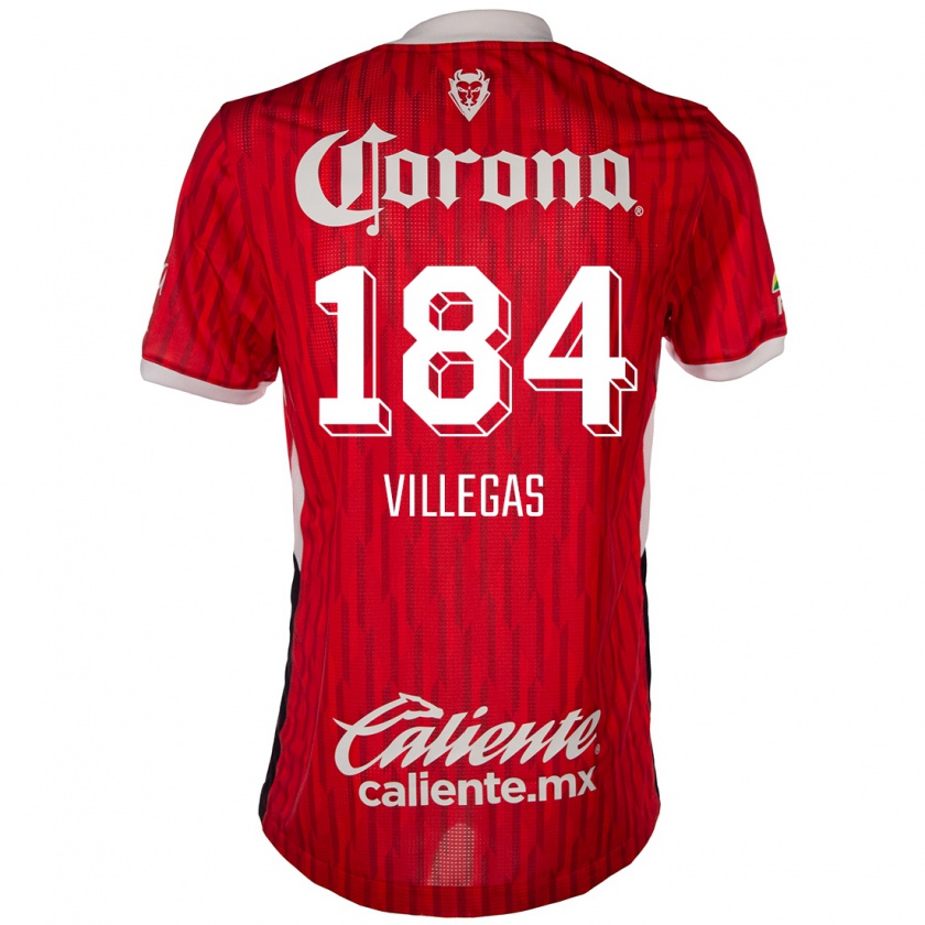 Kandiny Niño Camiseta Abraham Villegas #184 Rojo Blanco 1ª Equipación 2024/25 La Camisa México