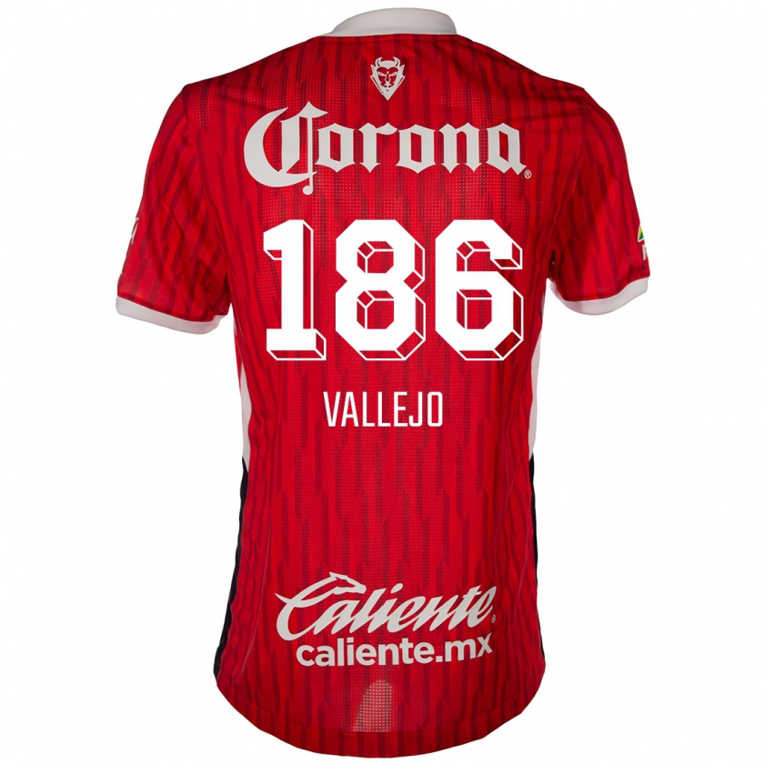 Kandiny Niño Camiseta Saúl Vallejo #186 Rojo Blanco 1ª Equipación 2024/25 La Camisa México