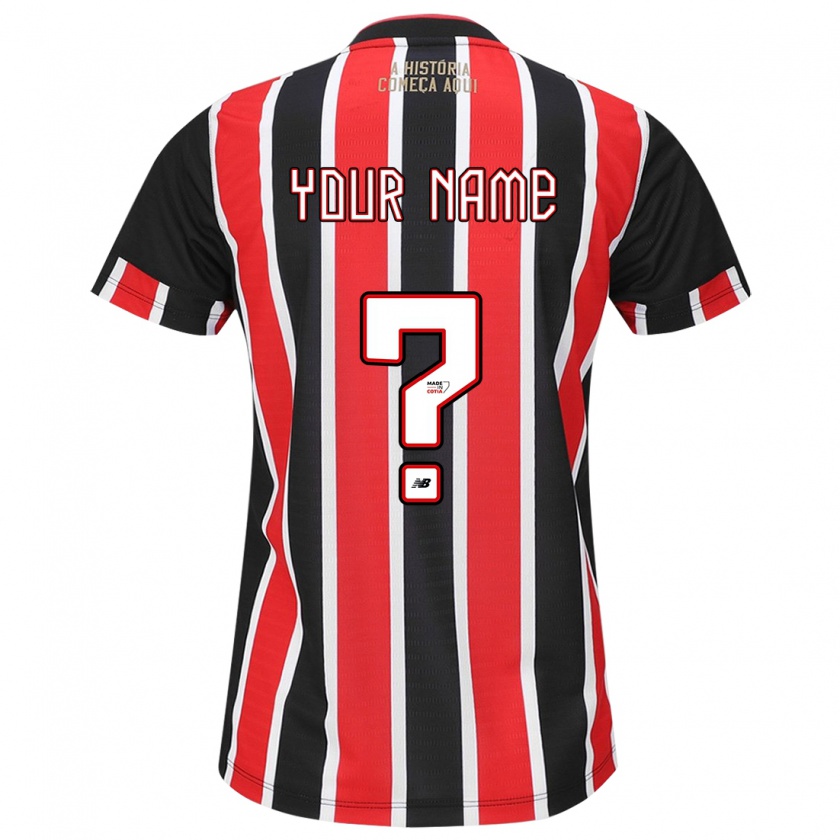 Kandiny Bambino Maglia Il Tuo Nome #0 Nero Rosso Bianco Kit Gara Away 2024/25 Maglietta