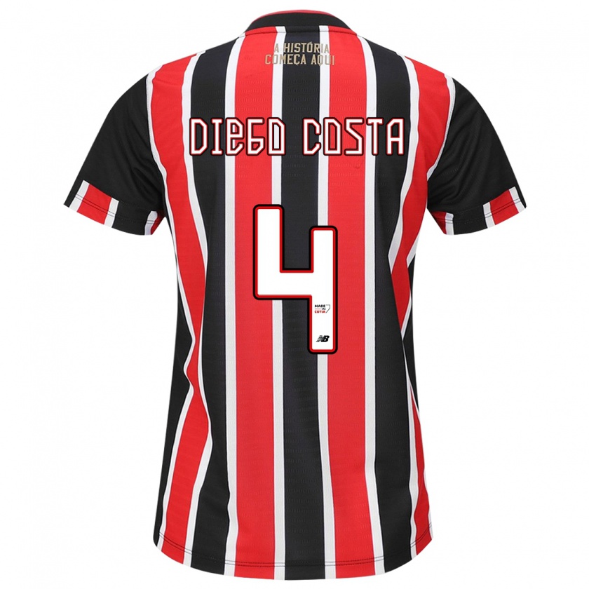 Kandiny Bambino Maglia Diego Costa #4 Nero Rosso Bianco Kit Gara Away 2024/25 Maglietta