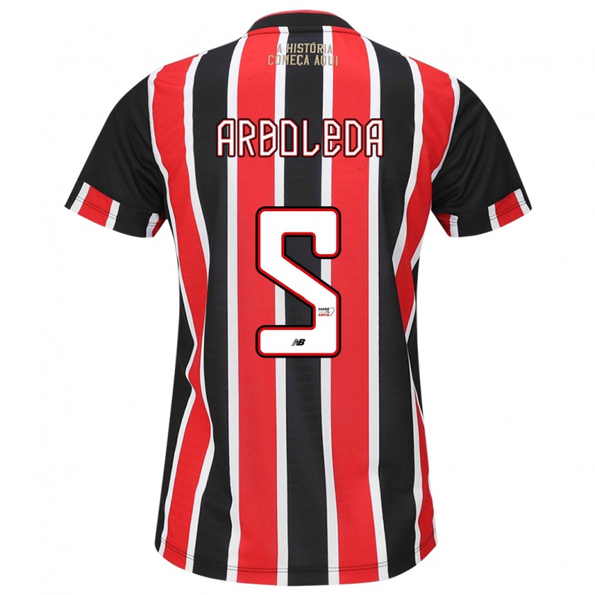 Kandiny Bambino Maglia Robert Arboleda #5 Nero Rosso Bianco Kit Gara Away 2024/25 Maglietta