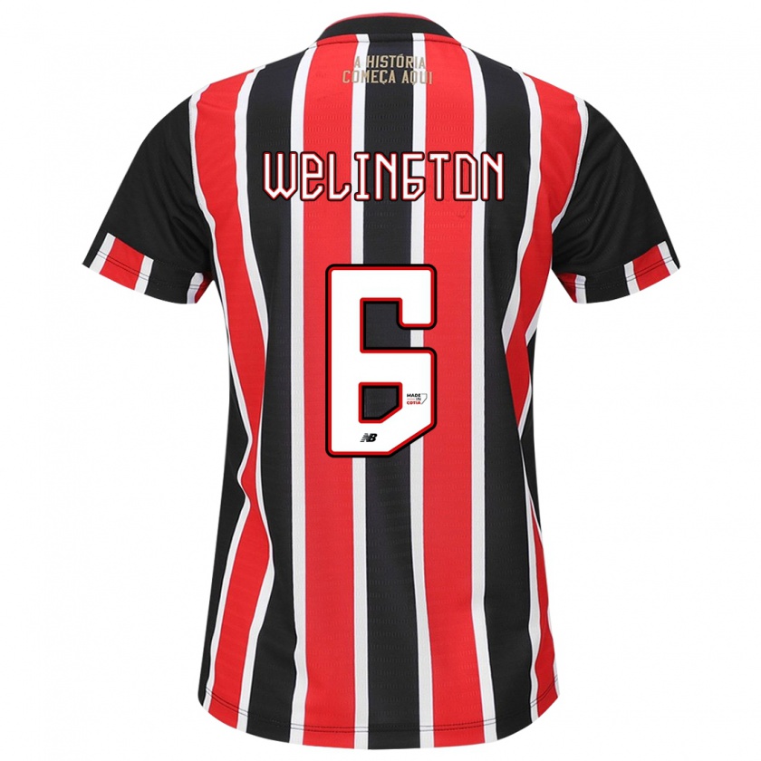 Kandiny Bambino Maglia Welington #6 Nero Rosso Bianco Kit Gara Away 2024/25 Maglietta